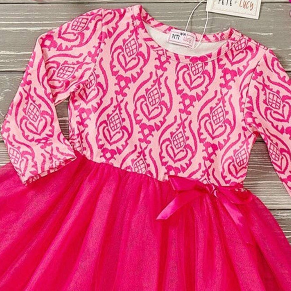 PETE + LUCY Pink Moroccan Long Sleeve Tulle Dress 2T NEW Toddler - Picture 3 of 7